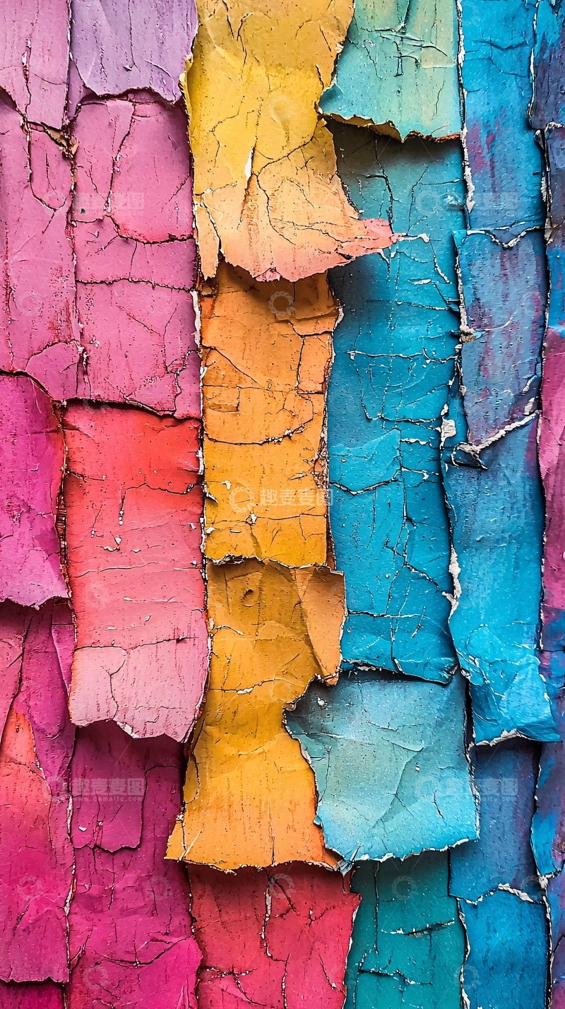 高清大图下载【趣麦麦图】彩色剥落墙面纹理背景