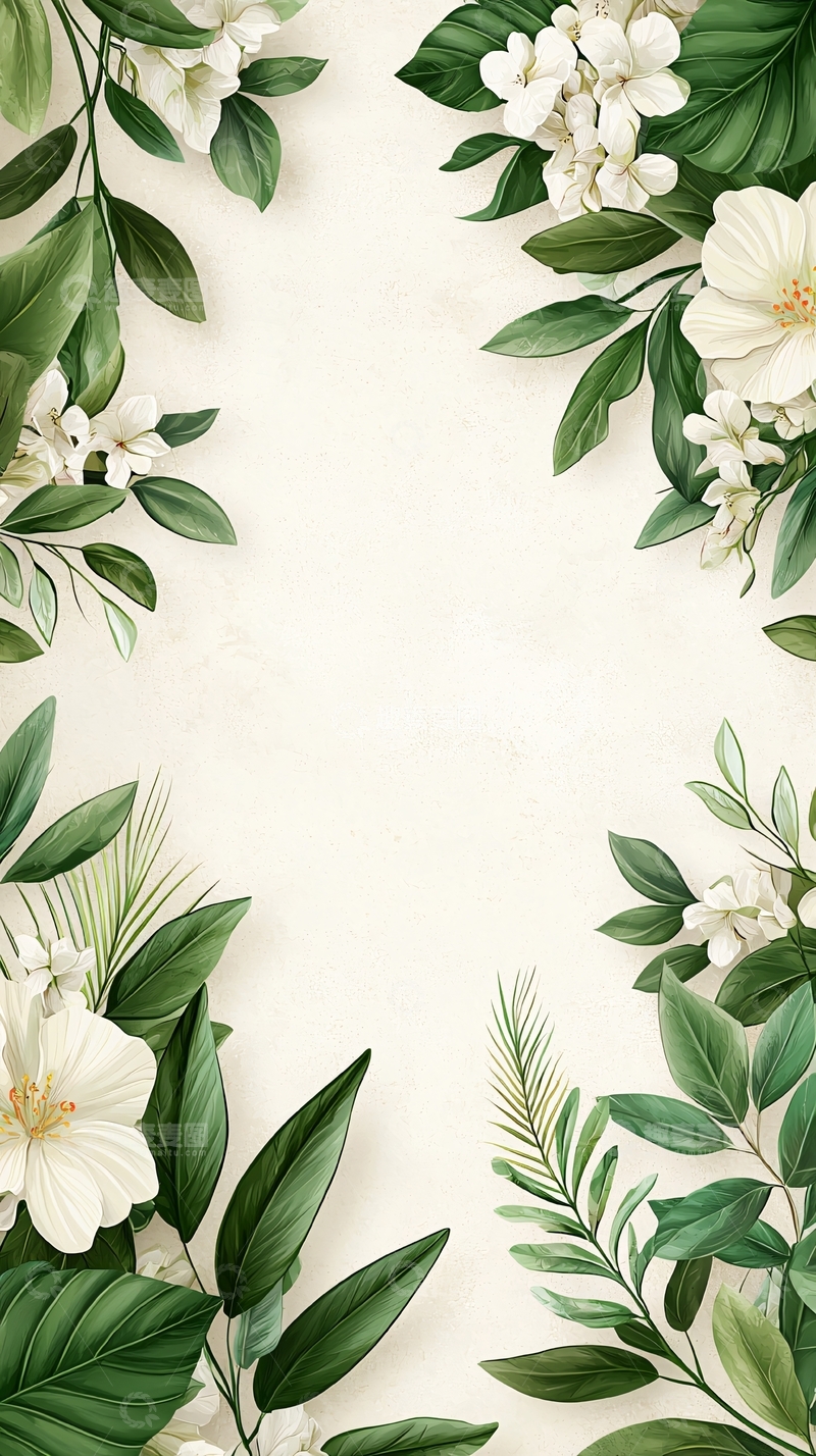 高清大图下载【趣麦麦图】清新花卉边框背景图