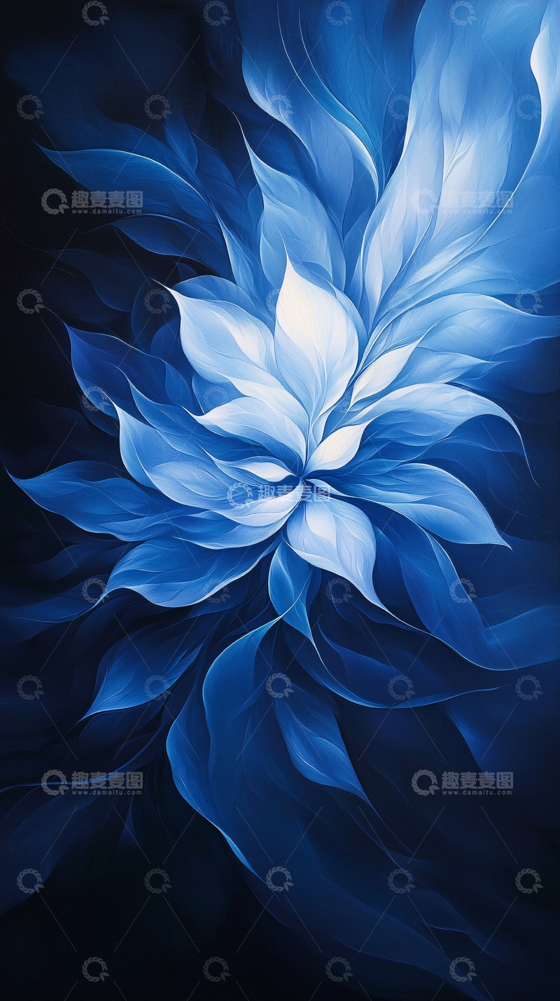 高清大图下载【趣麦麦图】蓝色抽象花朵艺术背景