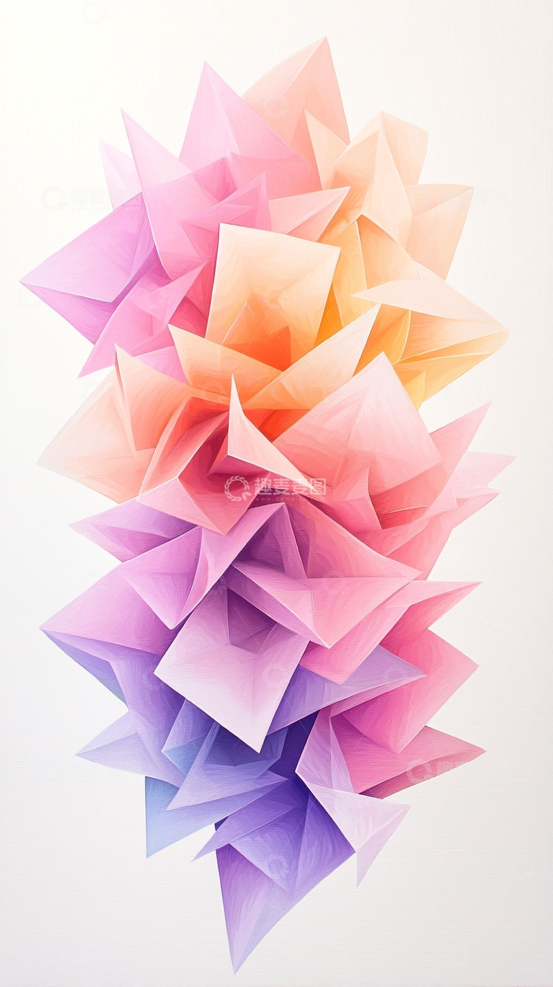 高清大图下载【趣麦麦图】色彩渐变立体几何图形