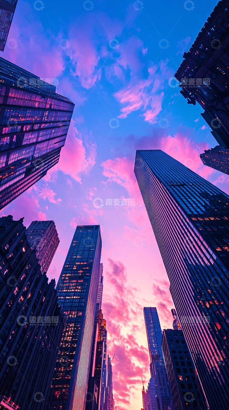 高清大图下载【趣麦麦图】城市日落高楼建筑