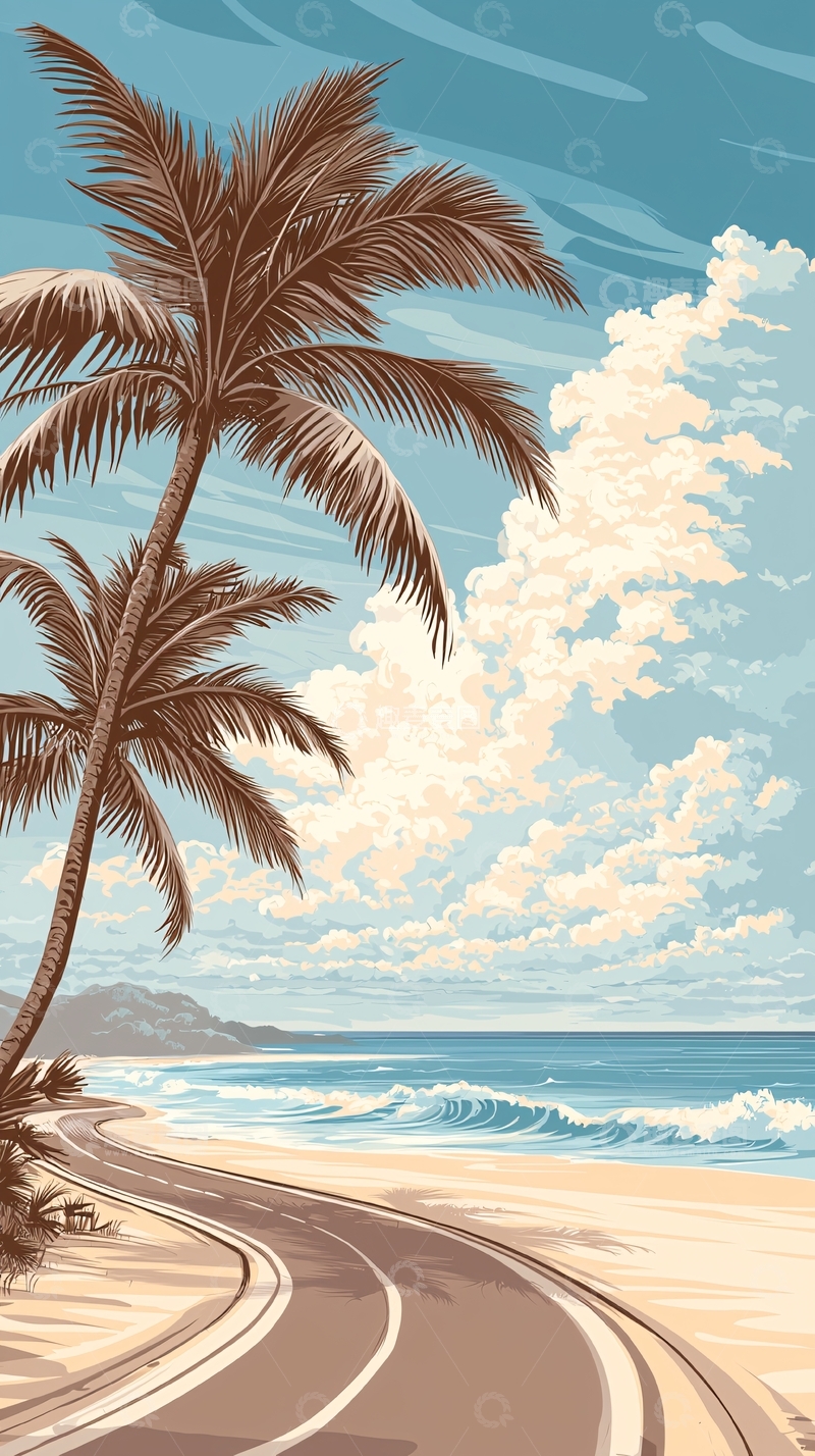 高清大图下载【趣麦麦图】热带海滩椰树沙滩风景