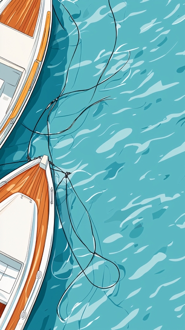 船只与水面的俯视图