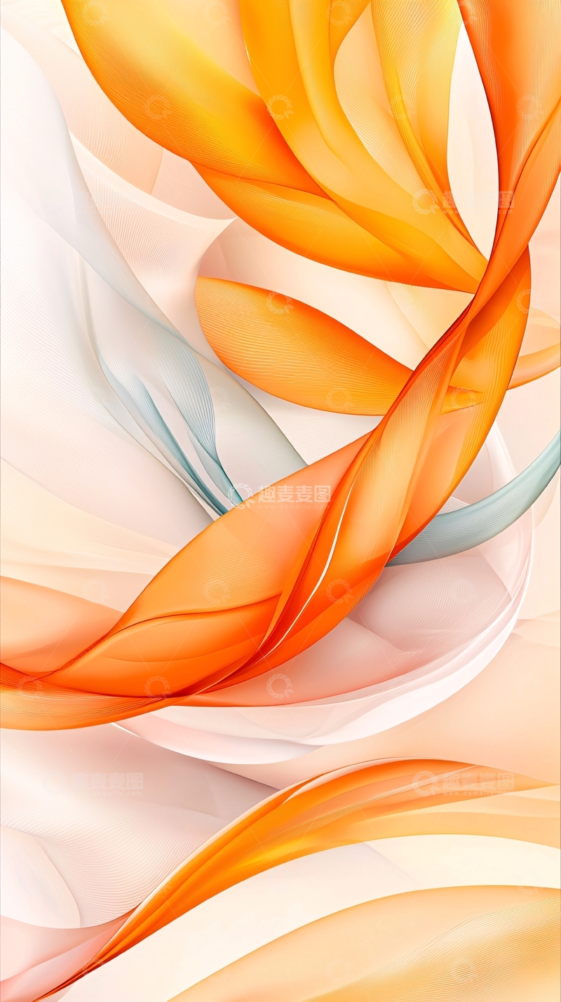 高清大图下载【趣麦麦图】橙色丝带抽象艺术背景