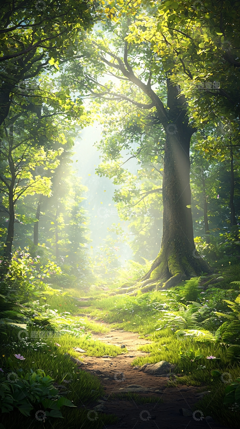 高清大图下载【趣麦麦图】阳光穿透森林的小径