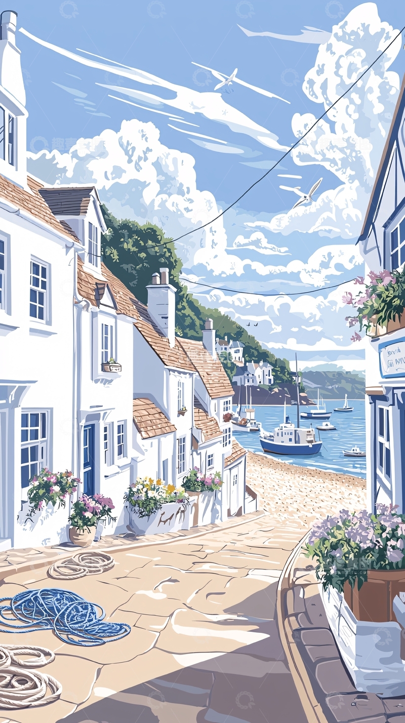 高清大图下载【趣麦麦图】海边小镇的宁静生活