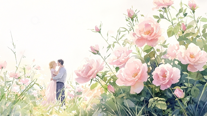 高清大图下载【趣麦麦图】浪漫花海中的情侣