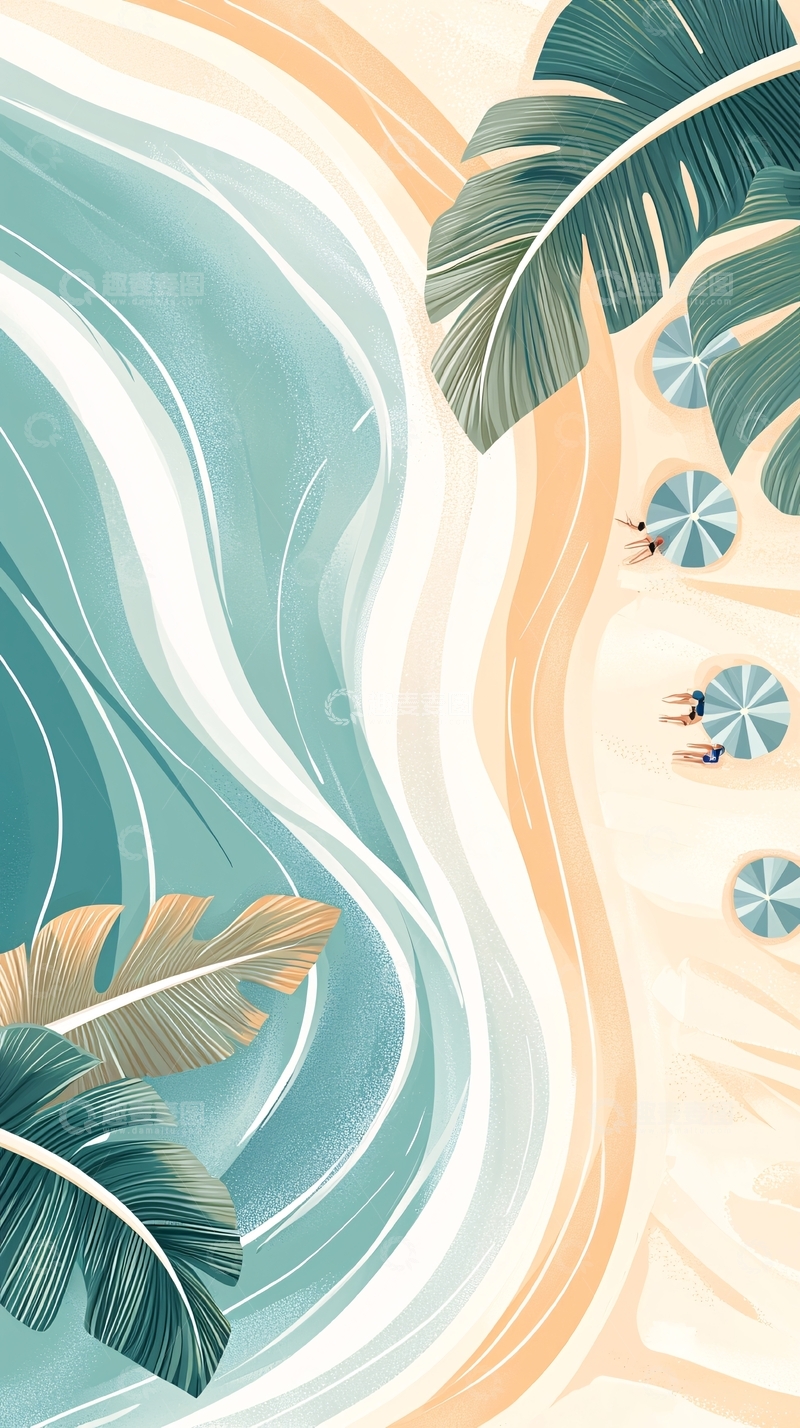 高清大图下载【趣麦麦图】热带海滩俯视图背景素材