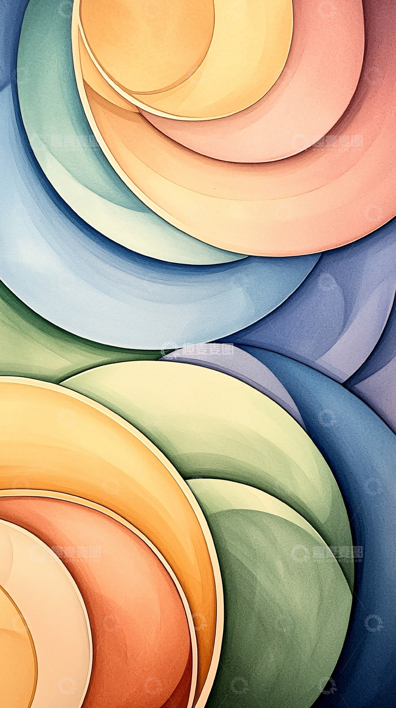 高清大图下载【趣麦麦图】抽象色彩渐变圆形背景