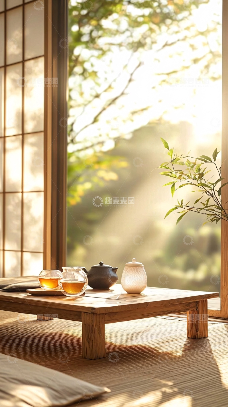 高清大图下载【趣麦麦图】日式茶室阳光明媚