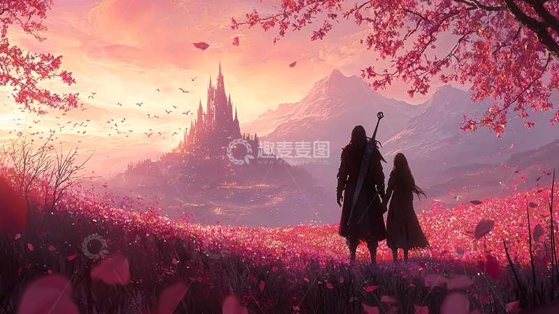 高清大图下载【趣麦麦图】梦幻城堡下的浪漫邂逅