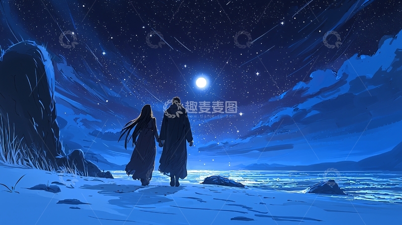 高清大图下载【趣麦麦图】夜空下的浪漫徒步