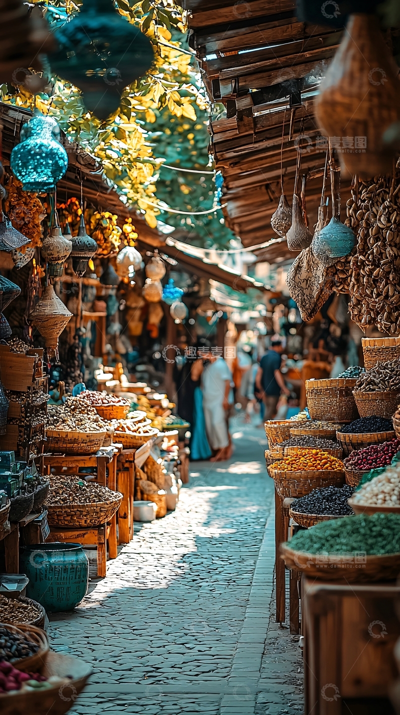中东市场古色古香街道