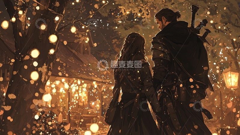 高清大图下载【趣麦麦图】秋夜森林中的冒险者