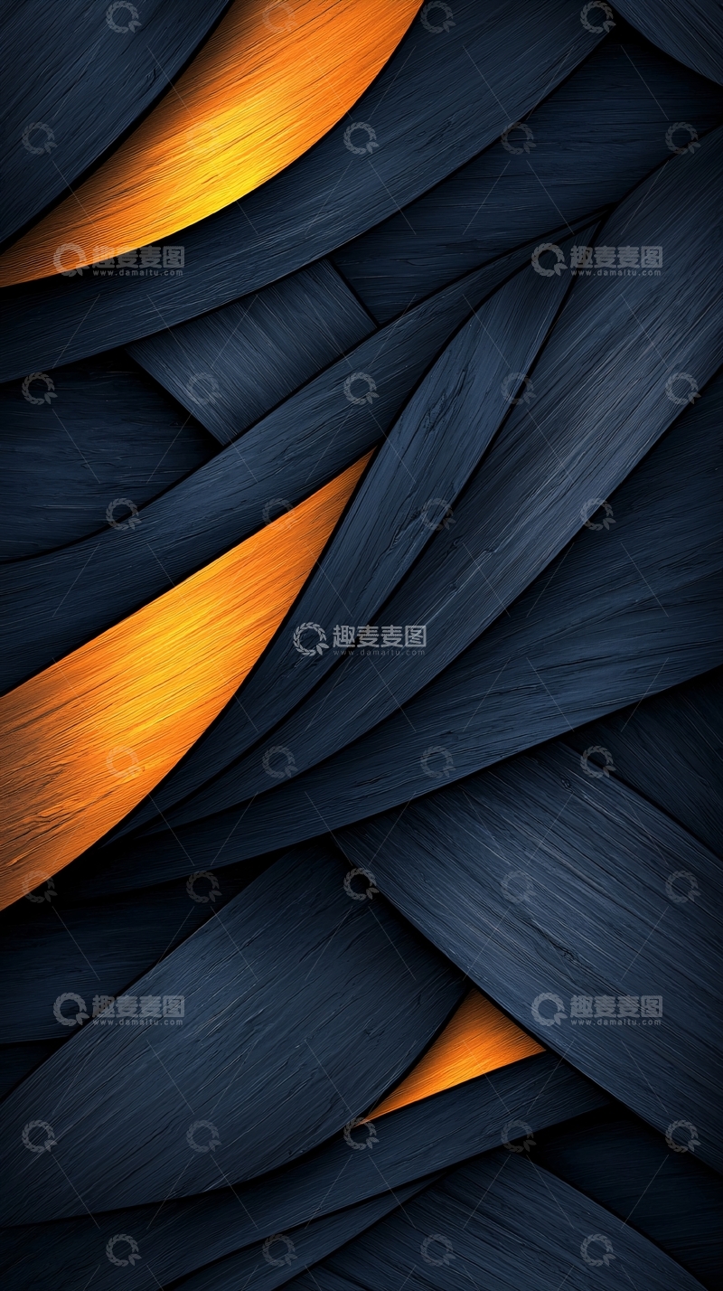 高清大图下载【趣麦麦图】深蓝橙色抽象几何线条背景