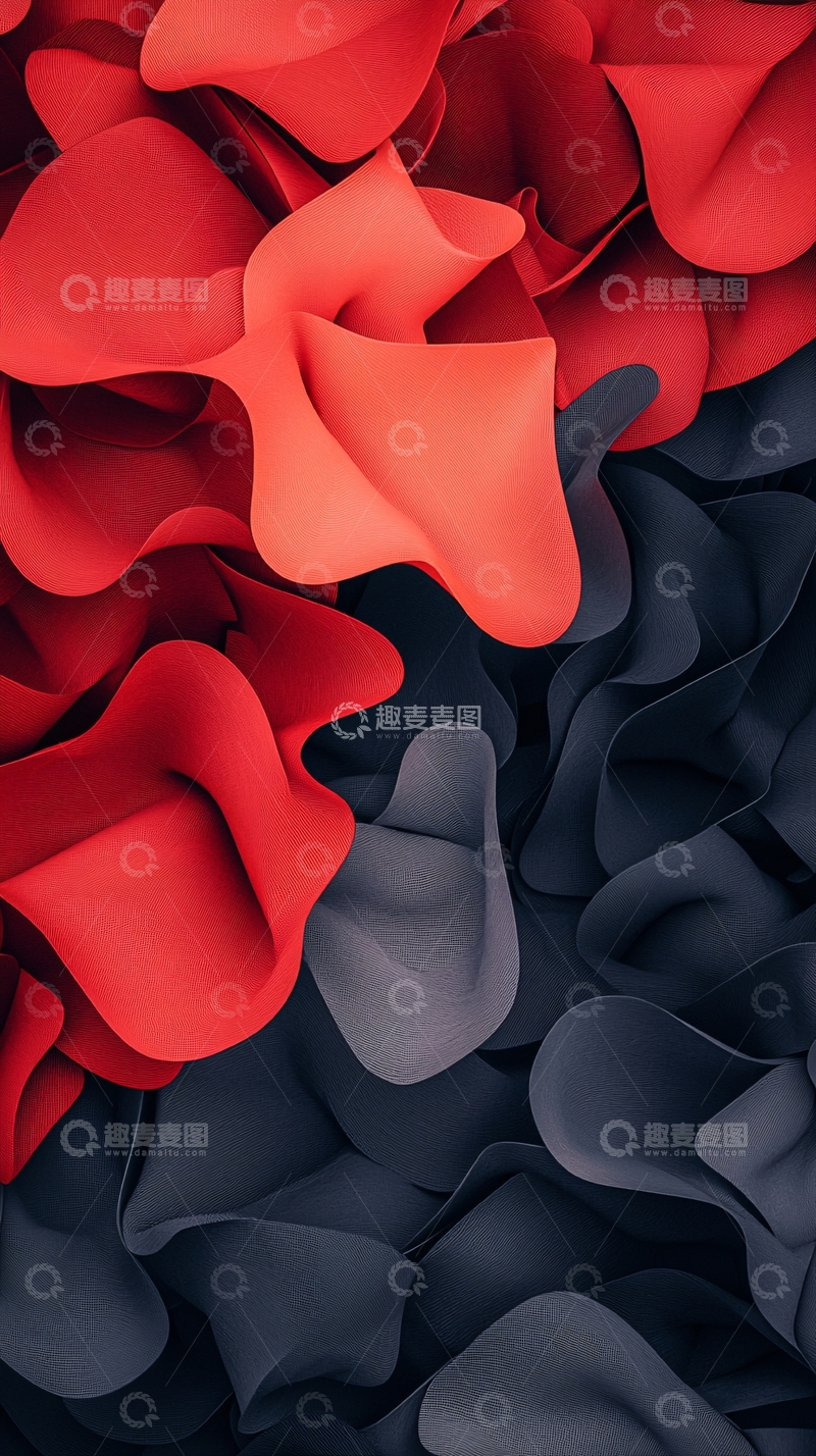 高清大图下载【趣麦麦图】红色褶皱抽象图案背景