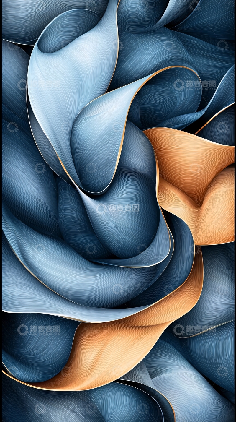 高清大图下载【趣麦麦图】蓝色渐变抽象波浪纹理背景