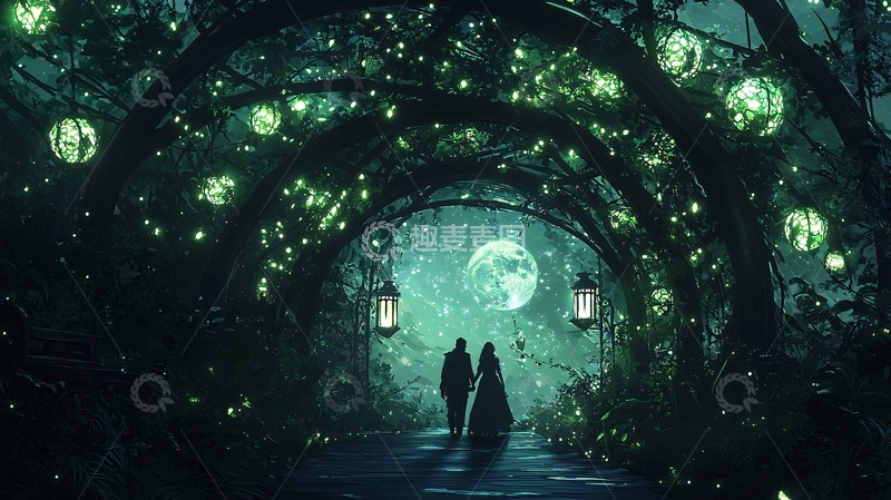 高清大图下载【趣麦麦图】月光下的森林爱情故事