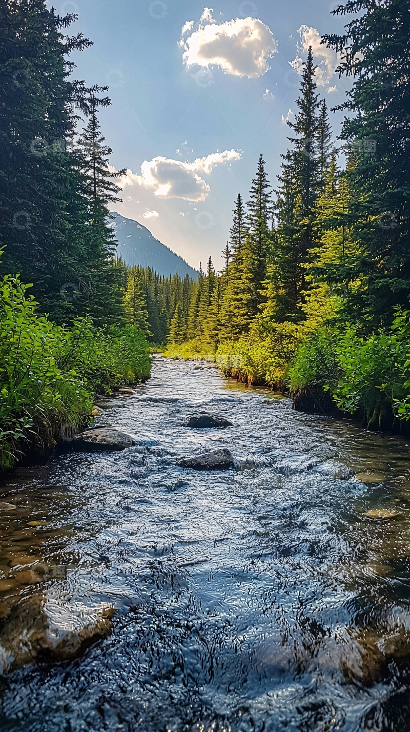高清大图下载【趣麦麦图】山间小溪潺潺流