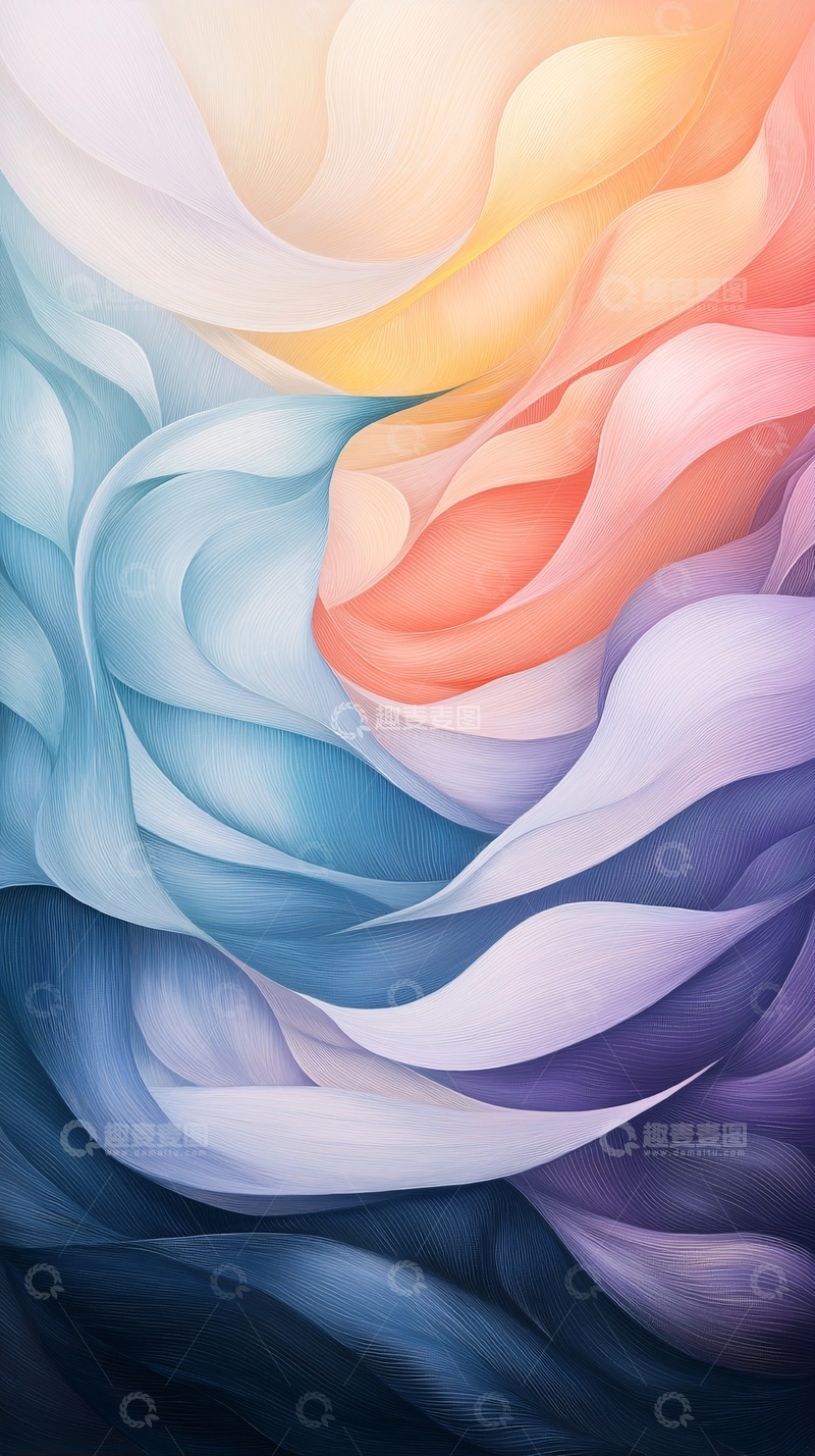 高清大图下载【趣麦麦图】抽象色彩流动线条背景图
