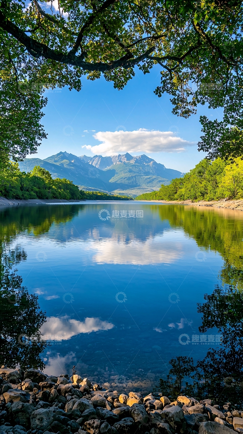 高清大图下载【趣麦麦图】静谧湖畔山川美景