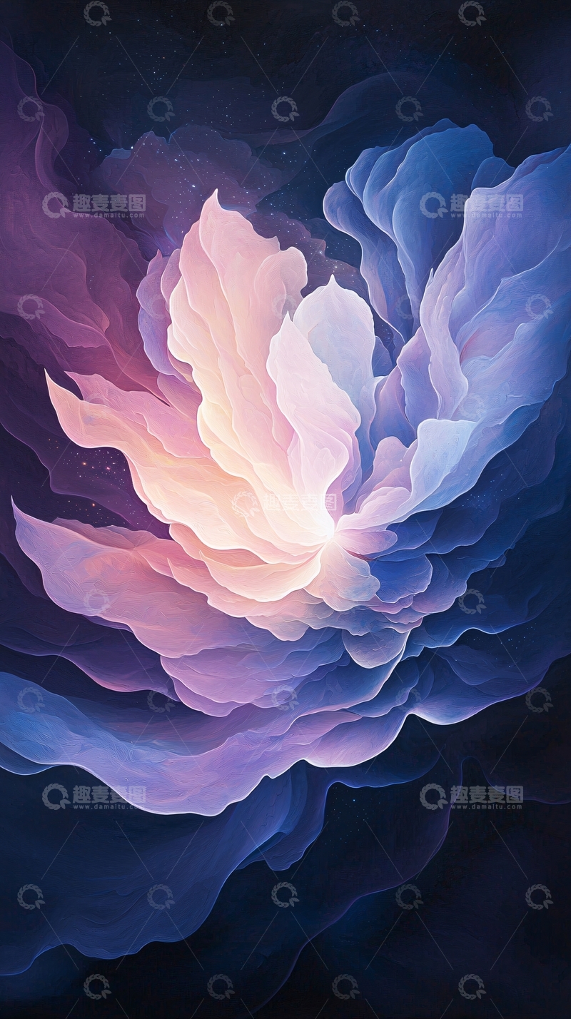 高清大图下载【趣麦麦图】梦幻星空花朵艺术插画