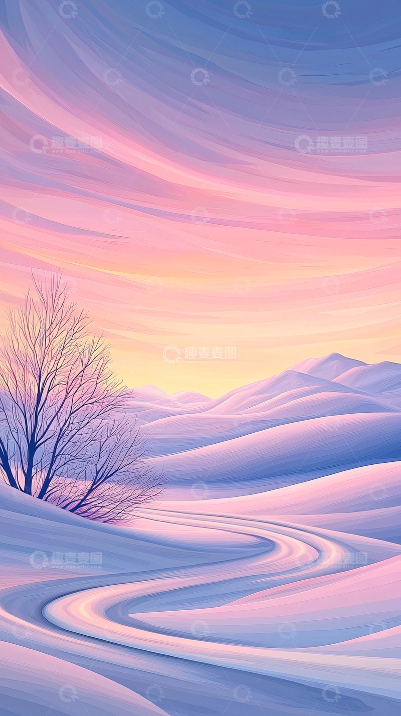 高清大图下载【趣麦麦图】冬日雪景夕阳之美