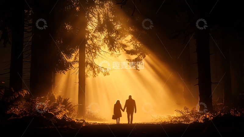 高清大图下载【趣麦麦图】森林中的爱情剪影