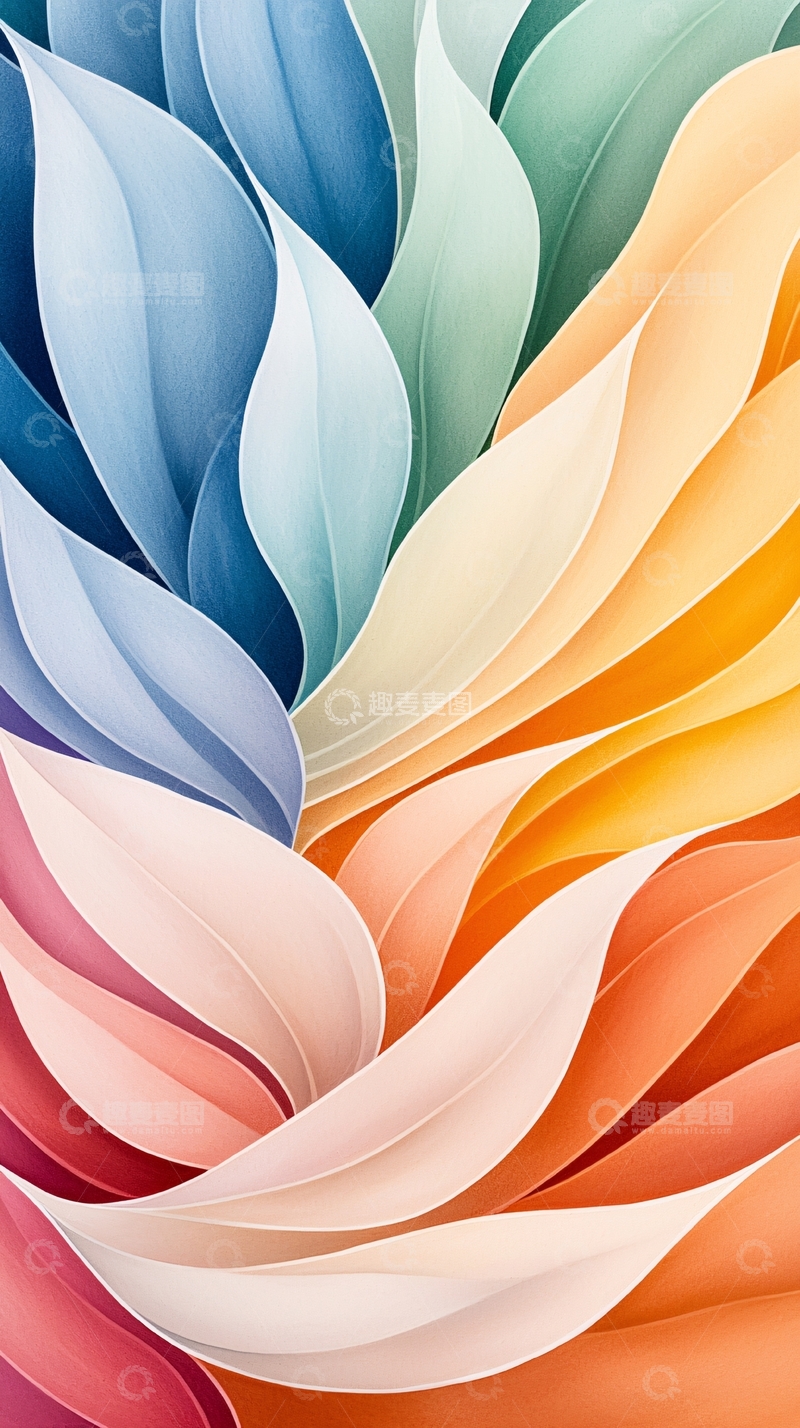 高清大图下载【趣麦麦图】色彩渐变花瓣抽象艺术背景