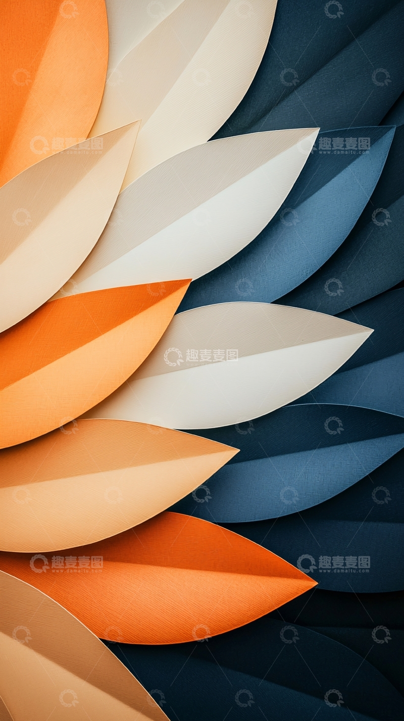 高清大图下载【趣麦麦图】色彩渐变抽象叶子背景图