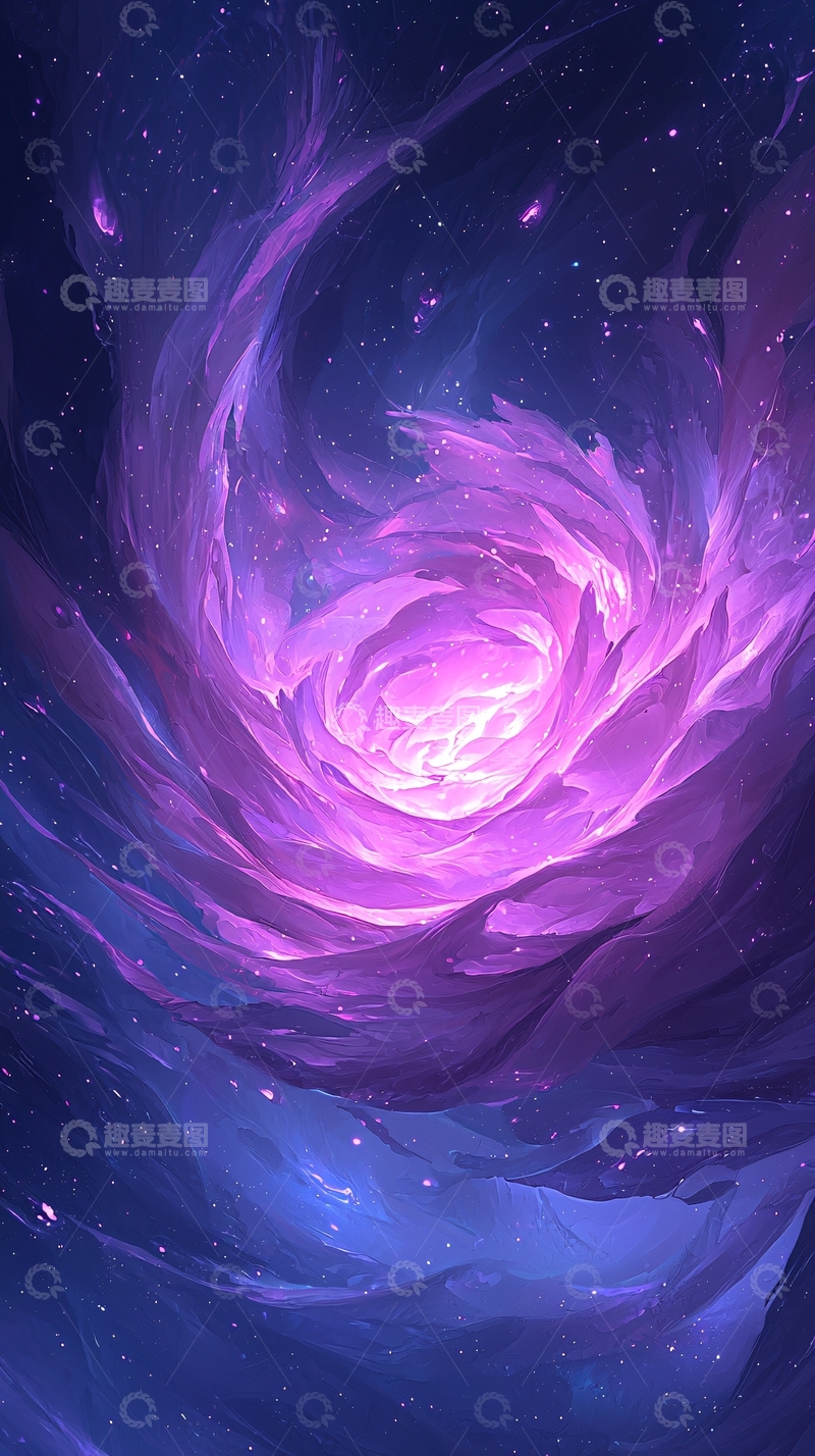 高清大图下载【趣麦麦图】紫色漩涡星空背景图