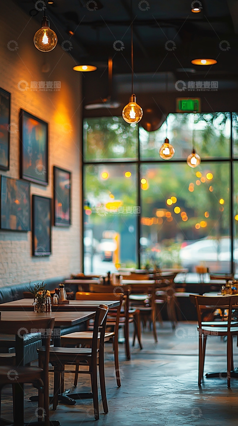 高清大图下载【趣麦麦图】咖啡馆内部装饰灯光效果
