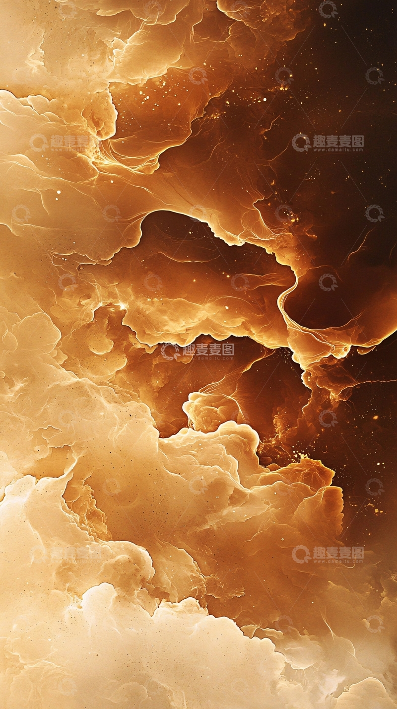高清大图下载【趣麦麦图】金色云雾抽象艺术背景