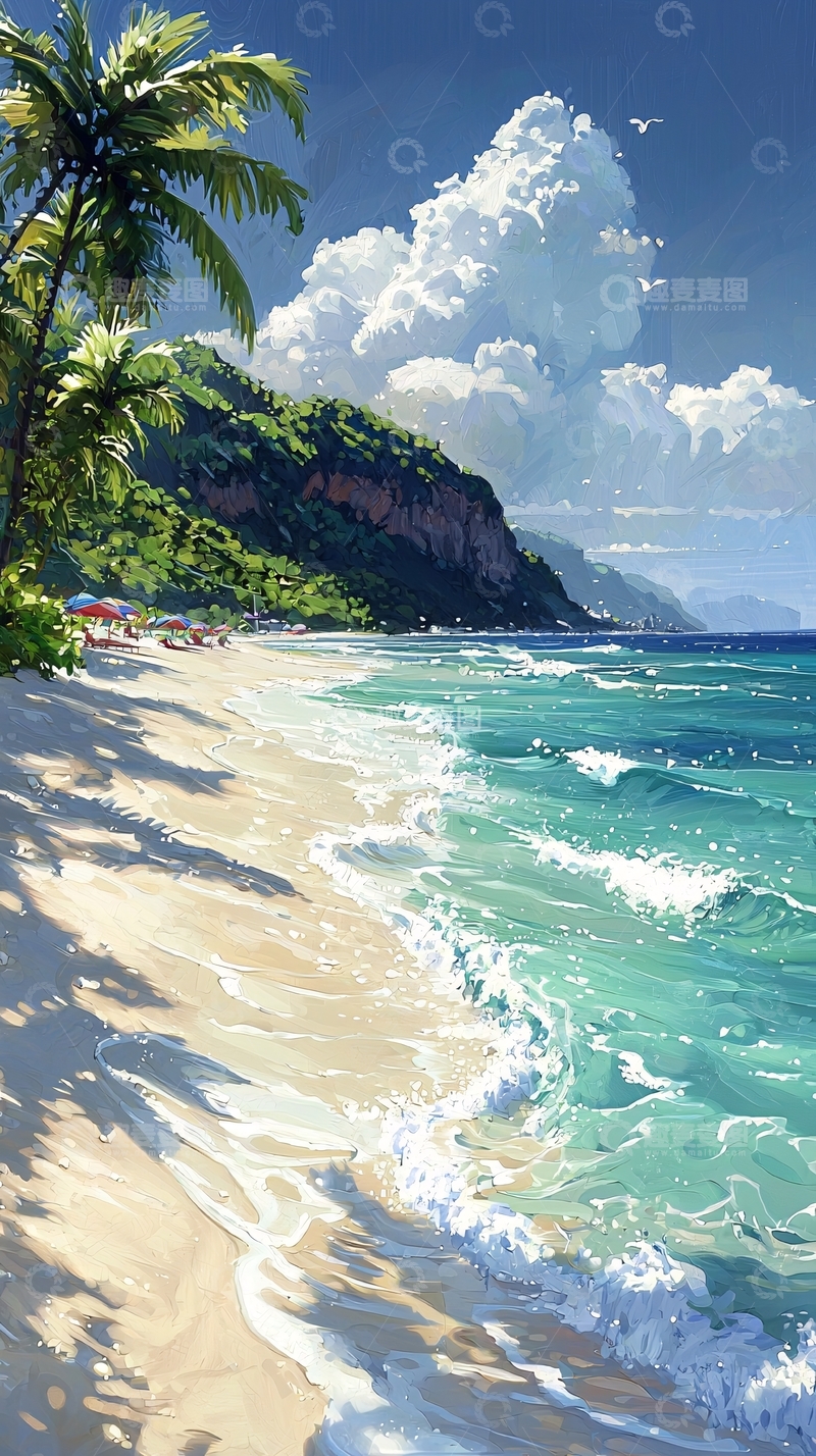 高清大图下载【趣麦麦图】热带海滩风景画