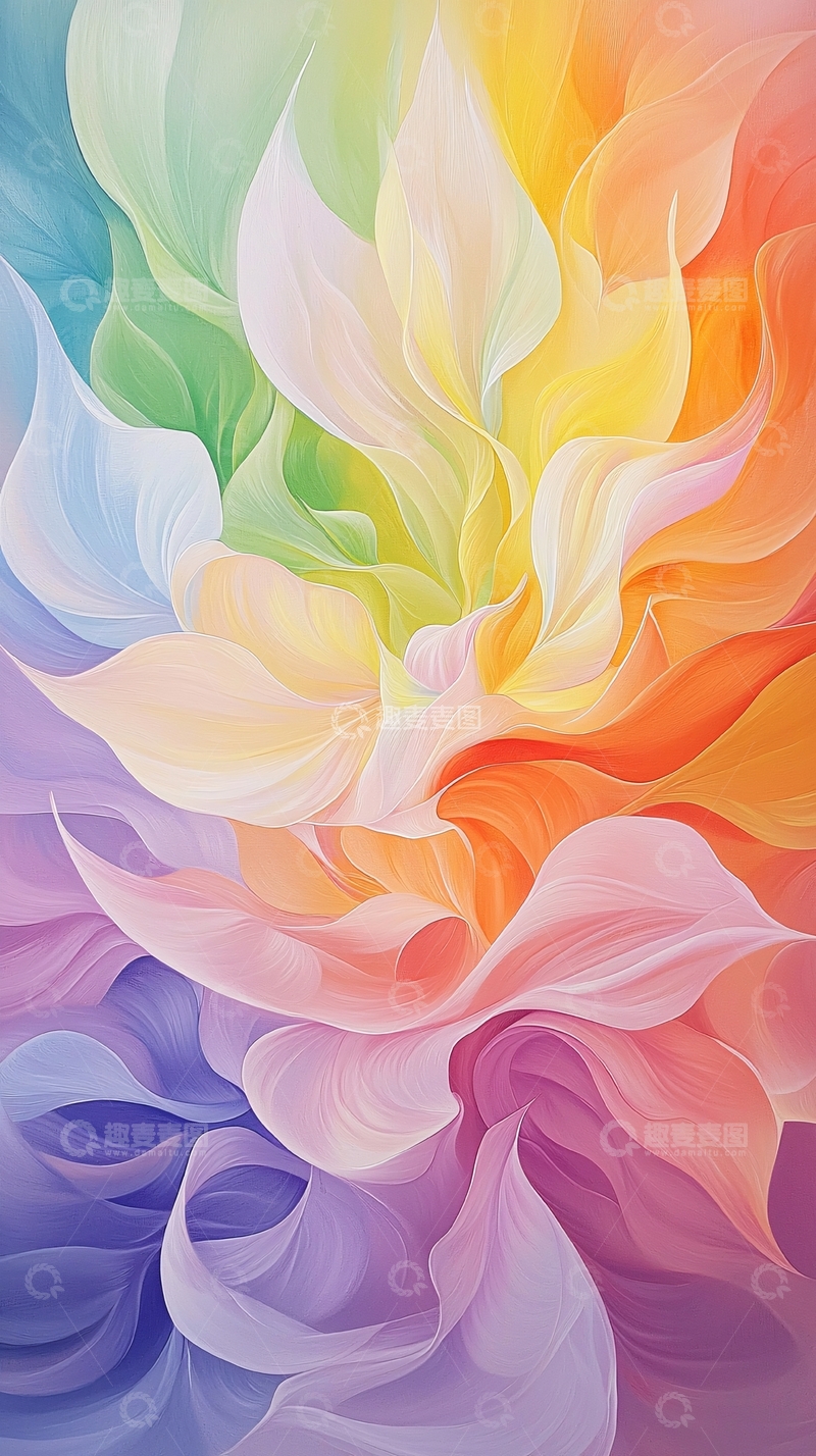 高清大图下载【趣麦麦图】彩虹色抽象花朵背景图