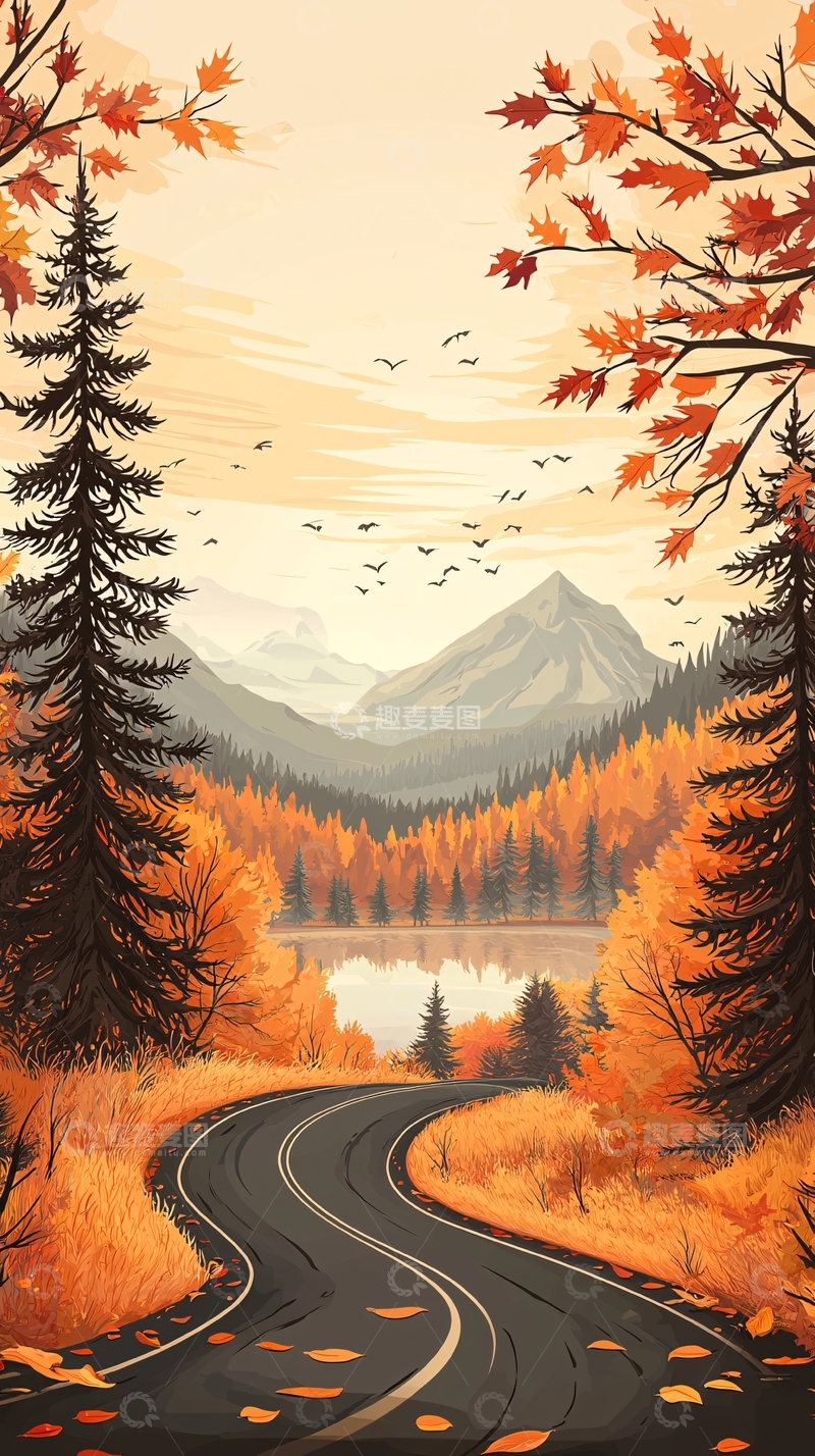 高清大图下载【趣麦麦图】秋日山间蜿蜒小路