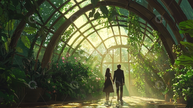 高清大图下载【趣麦麦图】温室中的浪漫情侣