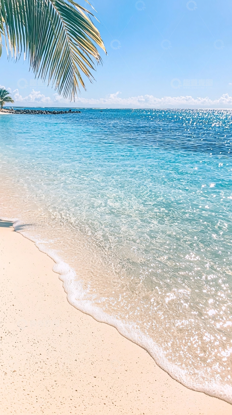 高清大图下载【趣麦麦图】热带海滩清澈海水沙滩椰子树