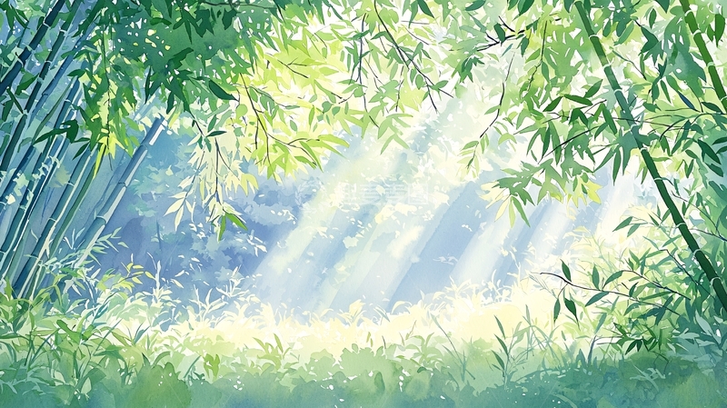 高清大图下载【趣麦麦图】竹林光影自然风景