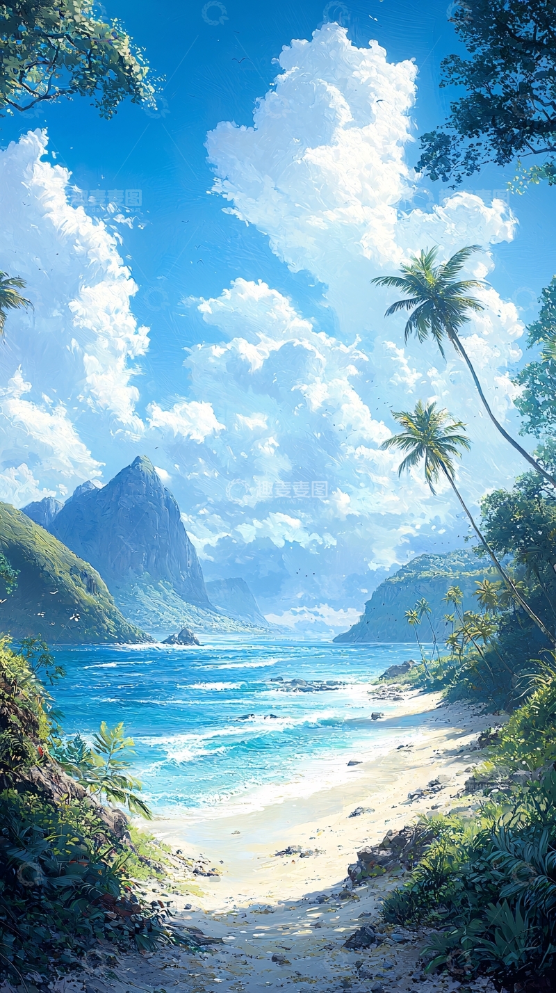 高清大图下载【趣麦麦图】热带海滩风景画