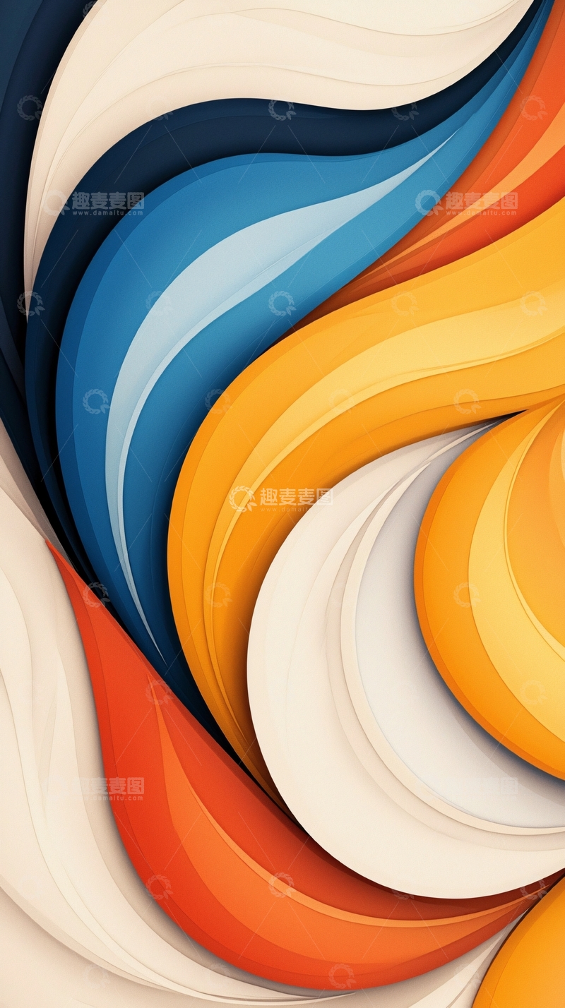 高清大图下载【趣麦麦图】抽象色彩流动曲线背景图