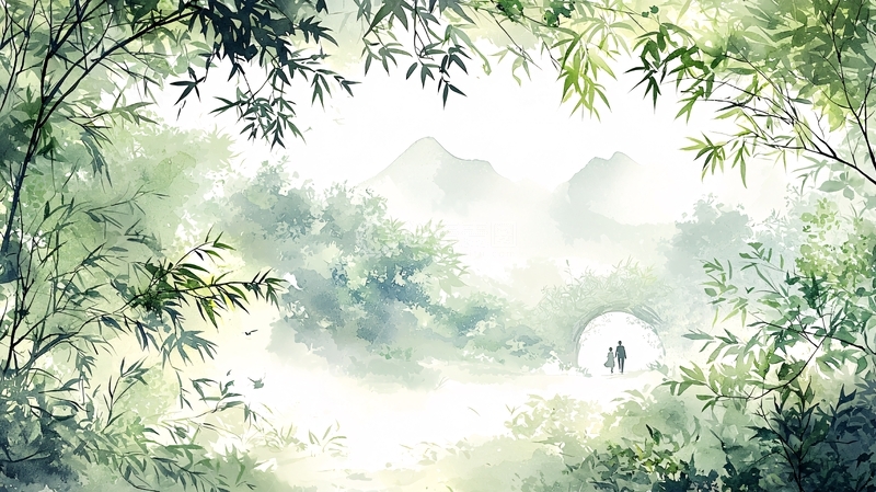 高清大图下载【趣麦麦图】山间小径上的情侣