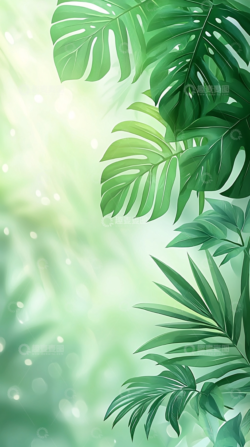 高清大图下载【趣麦麦图】热带植物叶子背景图