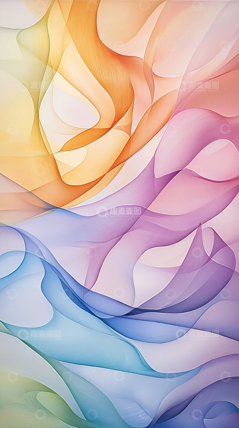 高清大图下载【趣麦麦图】抽象色彩流动曲线背景图