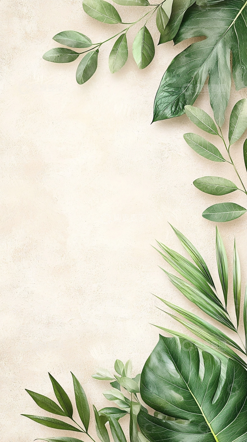 高清大图下载【趣麦麦图】绿色植物边框背景素材