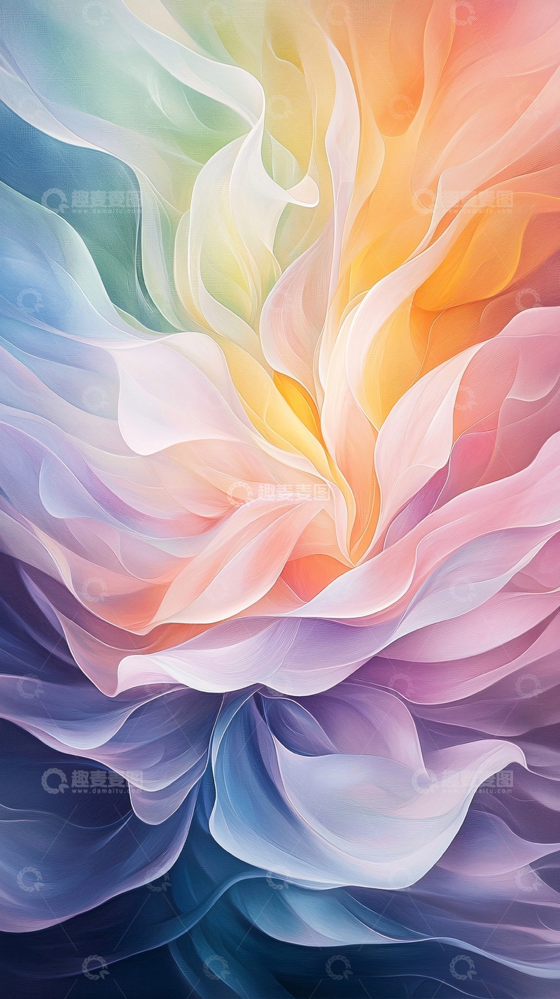 高清大图下载【趣麦麦图】色彩渐变抽象花卉图案