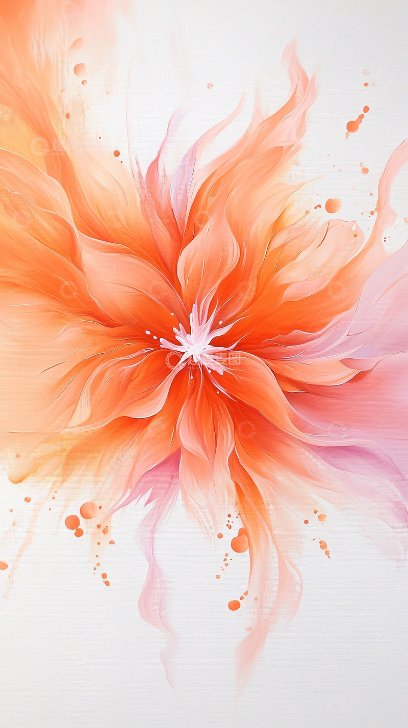 高清大图下载【趣麦麦图】橙色抽象花朵艺术画