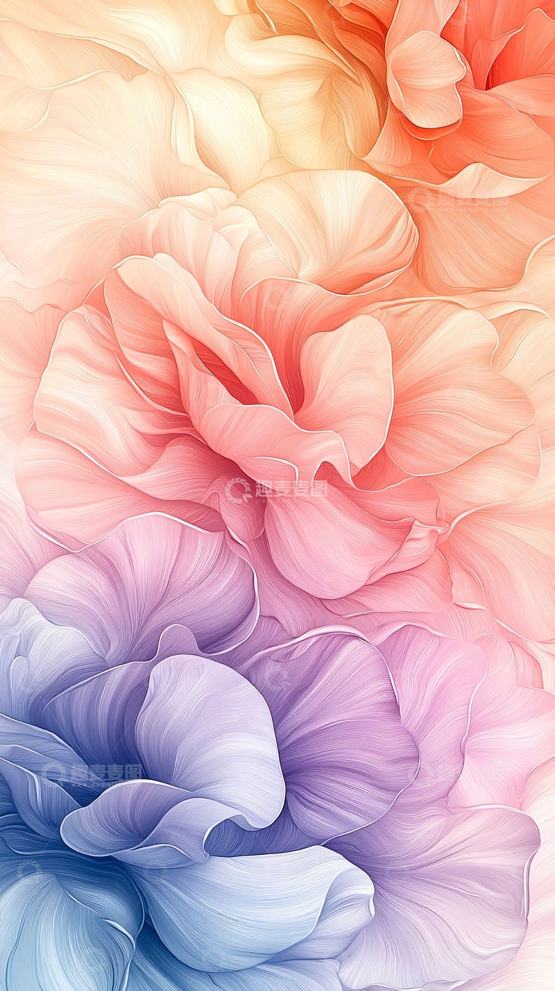 高清大图下载【趣麦麦图】梦幻渐变花卉背景图