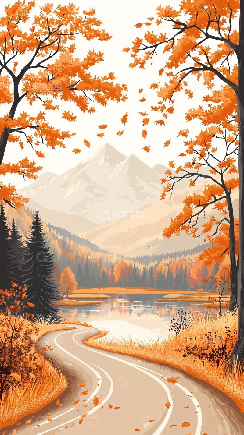 高清大图下载【趣麦麦图】秋日山间小路风景图