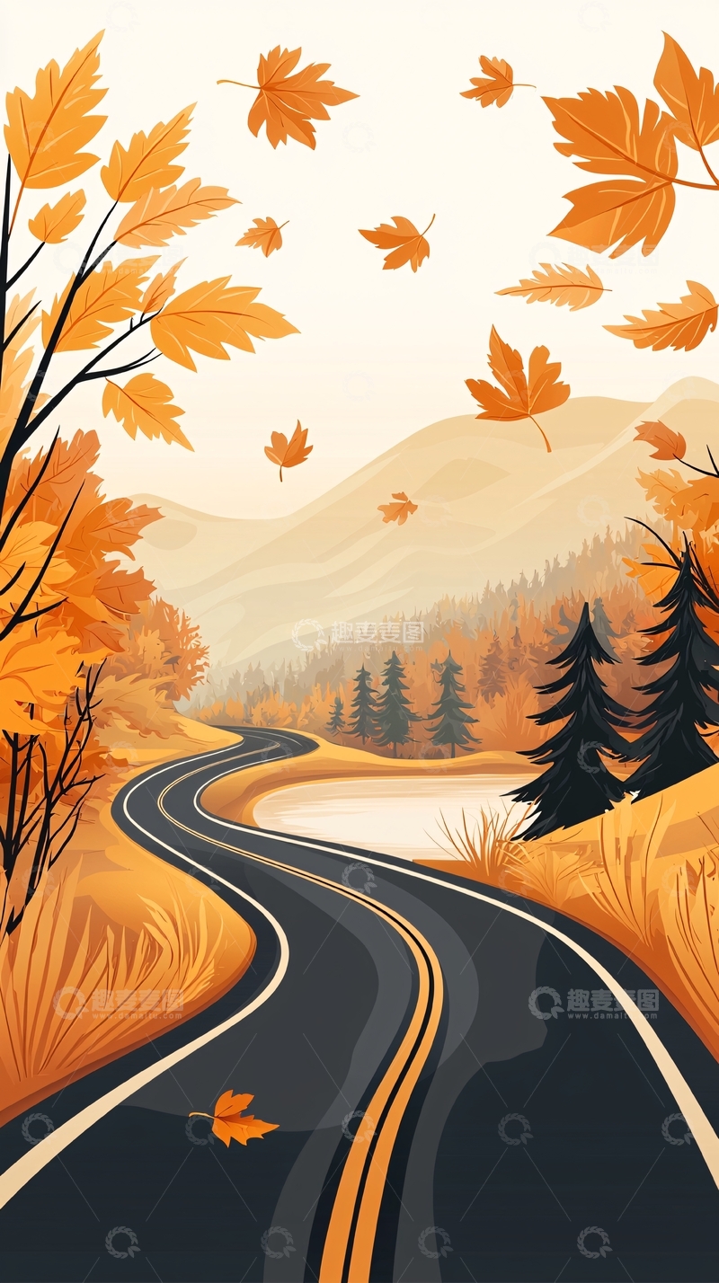高清大图下载【趣麦麦图】秋日山间蜿蜒小路